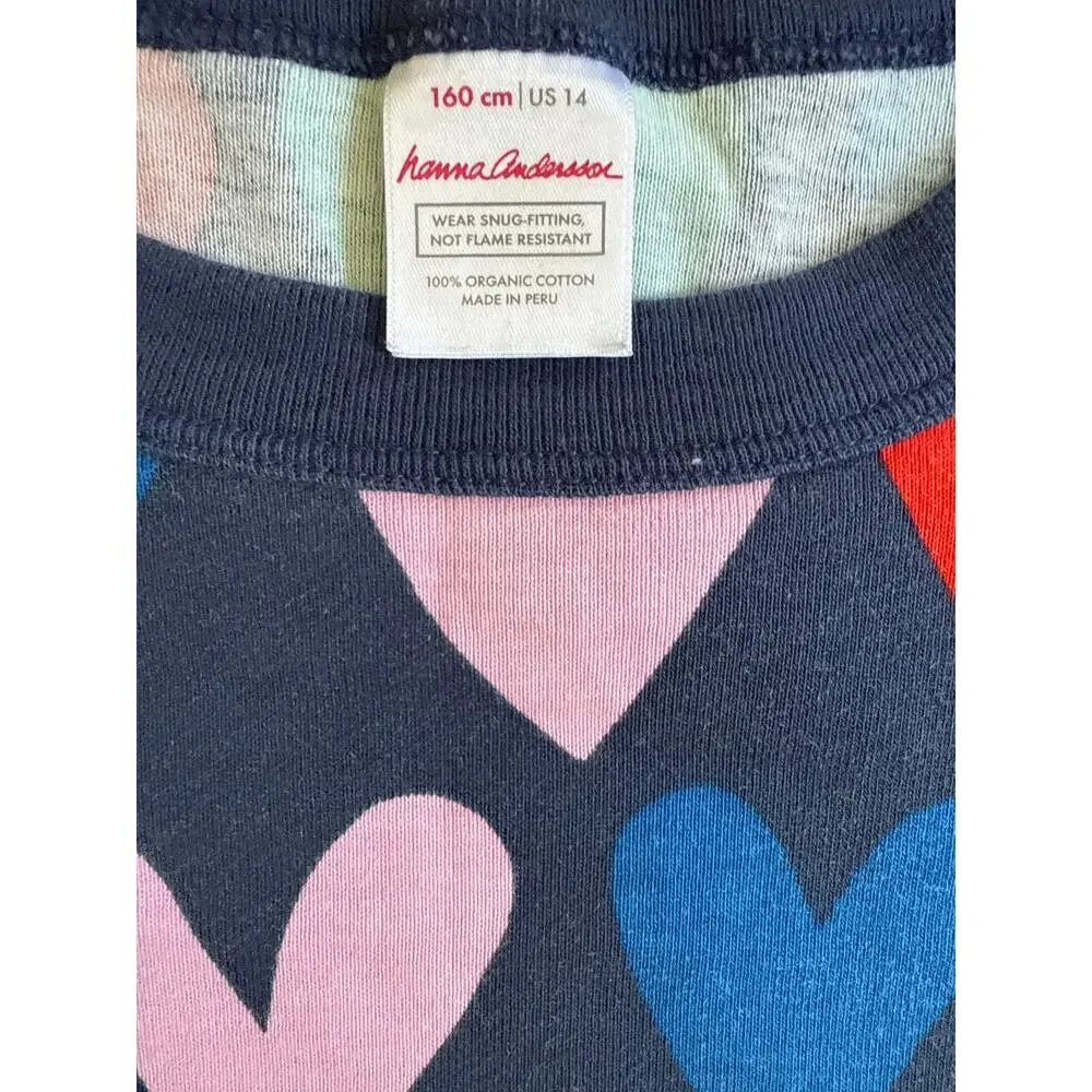 Hanna Andersson Multicolor Hearts Long John Pajama Set Size 14